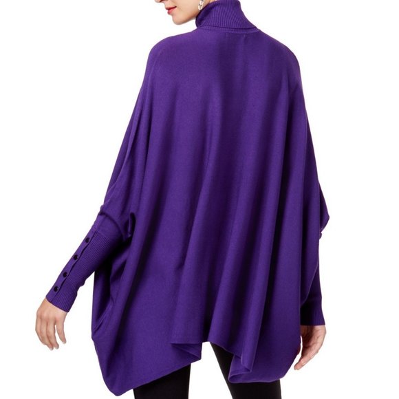 ALFANI - BURGUNDY TURTLE NECK SWEATER/PONCHO - Picture 10 of 10